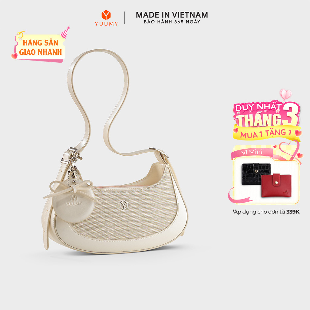 Túi Yuumy (Thời trang nữ phối gương tròn và nơ xinh xắn - Túi đeo vai da Glossy YN345)