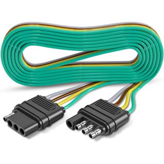 Bộ mở rộng đầu nối xe kéo 4 chân 80 Inch, 16AWG Bộ mở rộng dây phẳng 4 chiều, Đầu nối đèn xe kéo nam sang nữ cho xe kéo, tiện ích, thuyền hoặc RV