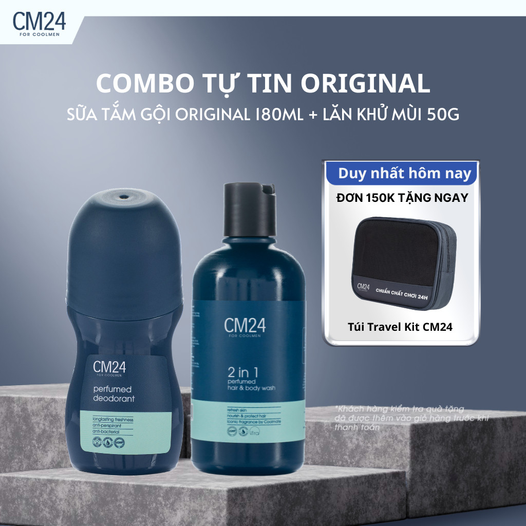 Combo lăn khử mùi và sữa tắm gội 2in1 180ml hương nước hoa thương hiệu CM24