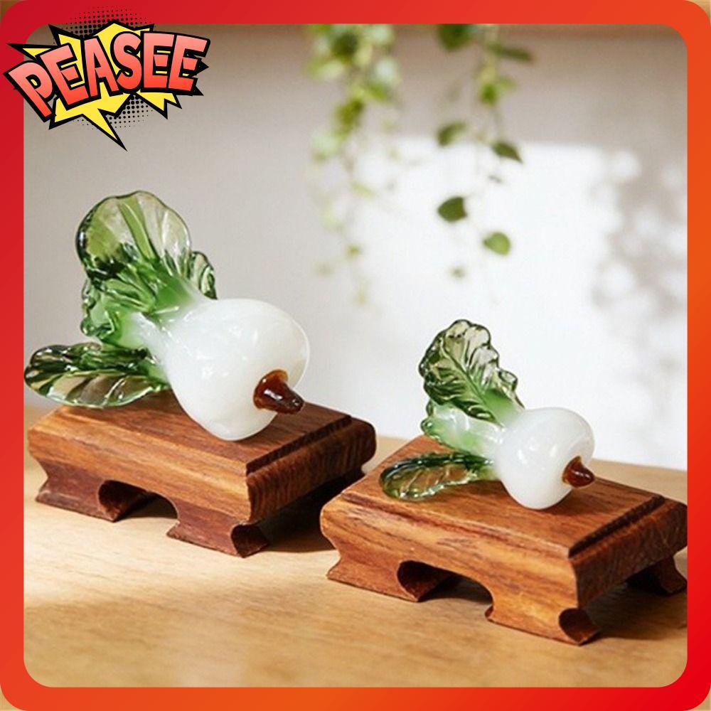[PEASEE] Trang trí bàn làm việc pha lê, Kính thổi Bok Choy Shape Glass Bok Choy, Thiết kế thịnh vượn