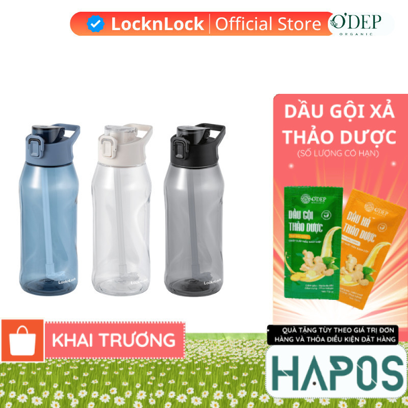 Bình nước nhựa Tritan 1.05 Lít LocknLock , Kèm ống hút One-Touch Sports Bottlen ABF926, Nhiều Màu - 