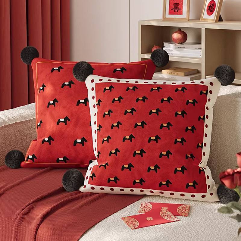 Retro Red Entry Lux Pillow Square Pillow Office Arm Chair Household Living Room Sofa Cushion Removab
