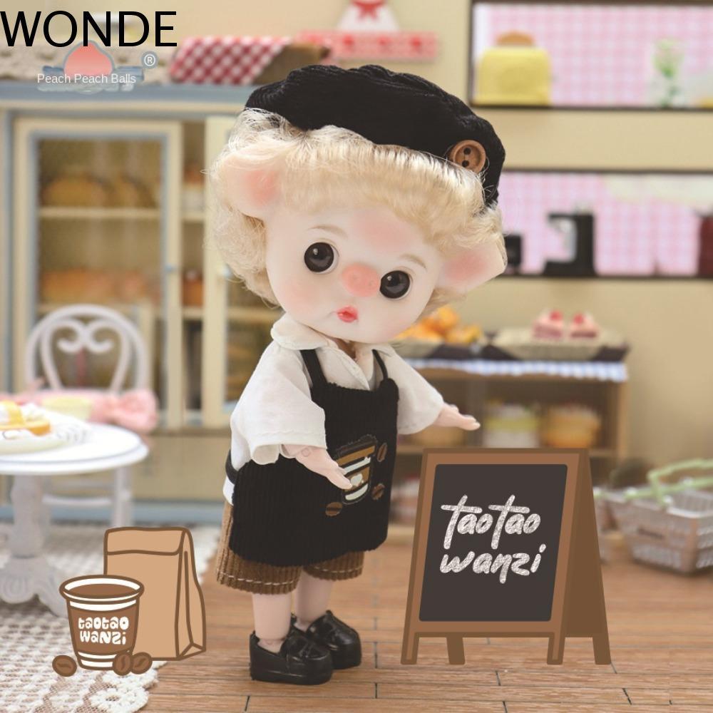 WONDE Mắt To Đồ Chơi Búp Bê, Mũi Lợn Di Chuyển Khớp Hoạt Hình Baker Bjd Doll, Bóng Thời Trang Khớp C