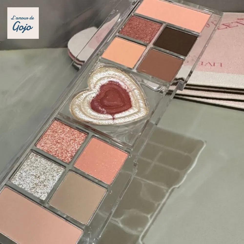 Bảng phấn mắt GOJO 12 màu, Công cụ trang điểm trái tim tình yêu Bảng phấn má hồng nổi bật, Phấn má h