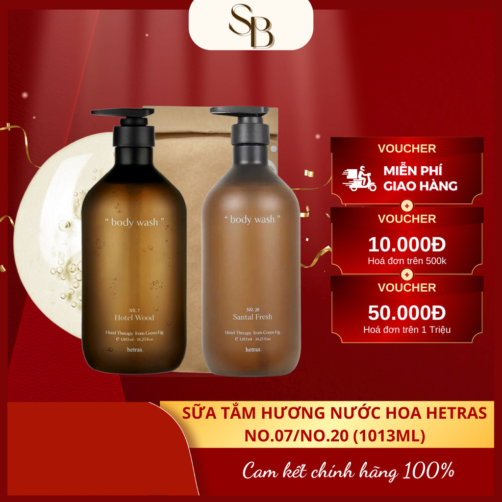 (Hàng CTY) Sữa Tắm Hương Nước Hoa Hetras Body Wash Hotel Wood/Santal Fresh 1013ml