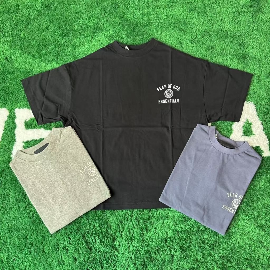 NE5K FEAROFGODFOGESSENTIALS Double Line2025New high street men's and women's short sleeves T Shirt