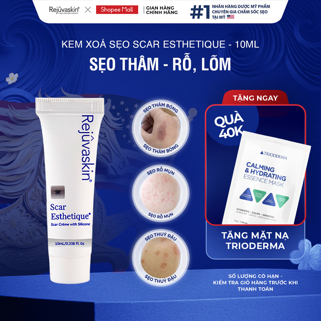 Kem Xóa Mờ Sẹo Scar Esthetique 10ML - Lấp Đầy Sẹo Rỗ, Sẹo Lõm, Sẹo Mụn, Thâm Mụn - Rejuvaskin, Trị S