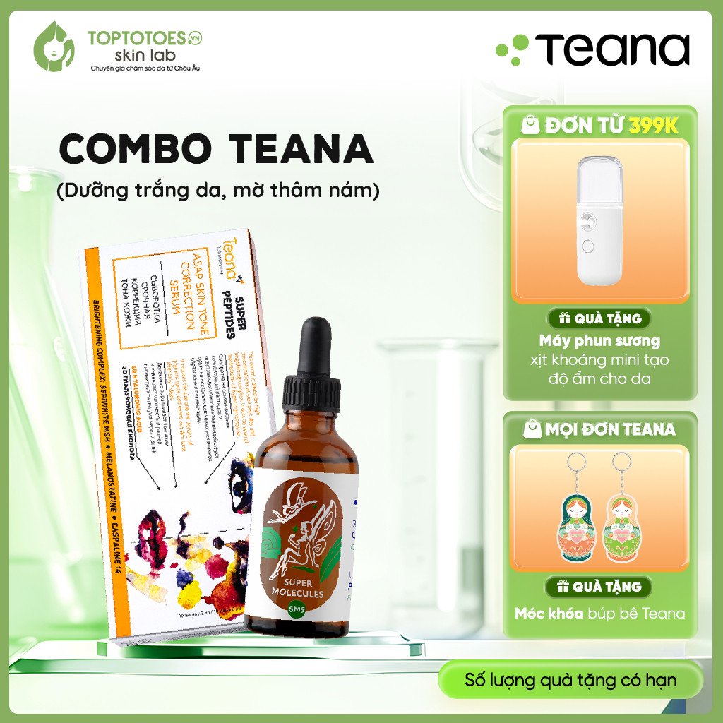 [HÀNG NHẬP KHẨU] Combo serum Teana dưỡng trắng da, mờ thâm nám (Teana ASAP và Teana SM5 5% Niacinami