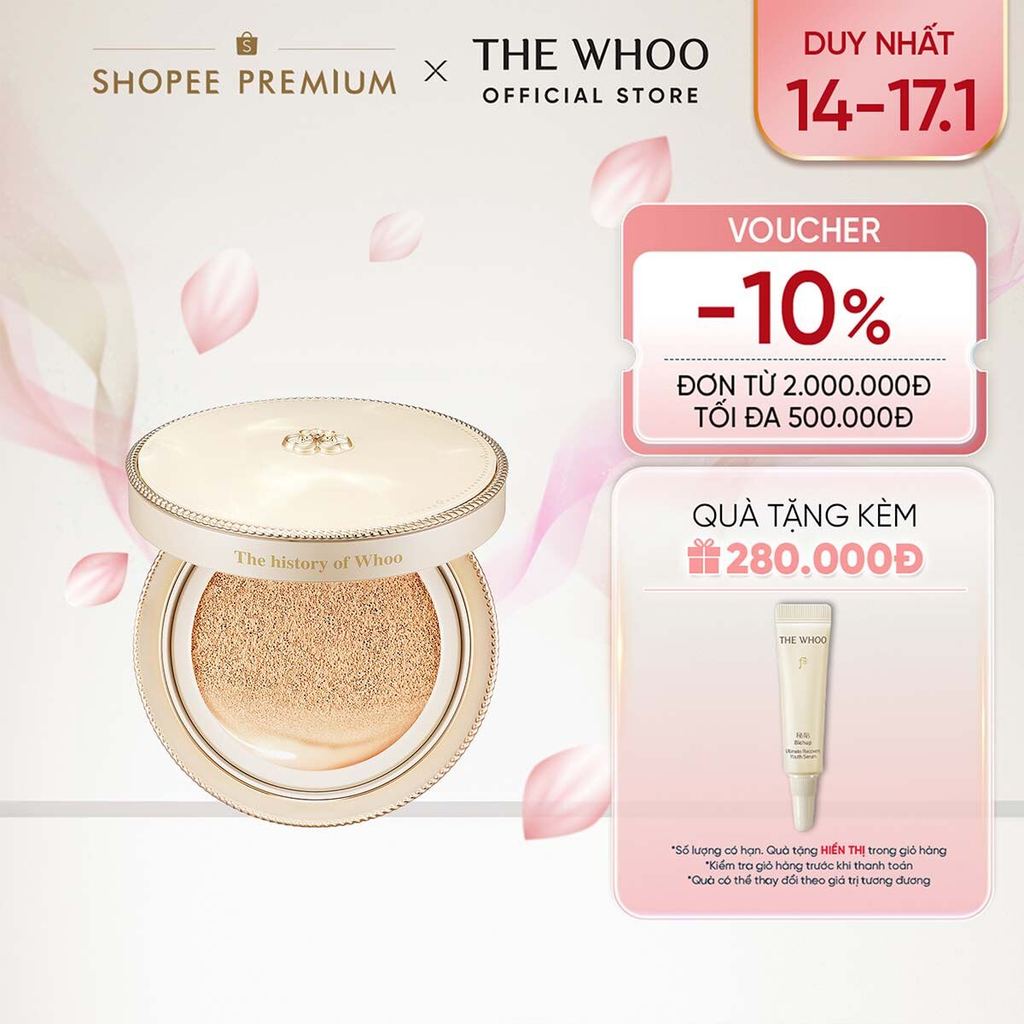 [THE WHOO OFFICIAL] Phấn nước ngừa lão hóa Whoo Mi Luxury Golden Cushion Glow SPF50+/PA+++ 13g