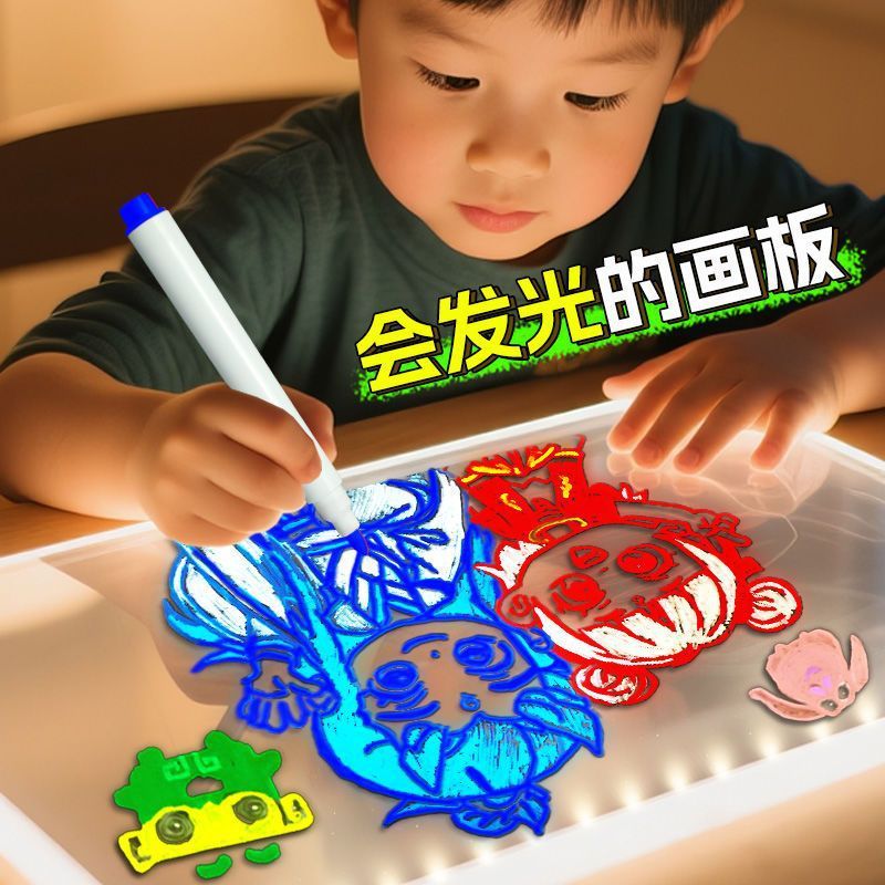 Premium In-Stock#Luminous Drawing Board for Children, Glowing Copy Board, Erasable Drawing Book for 