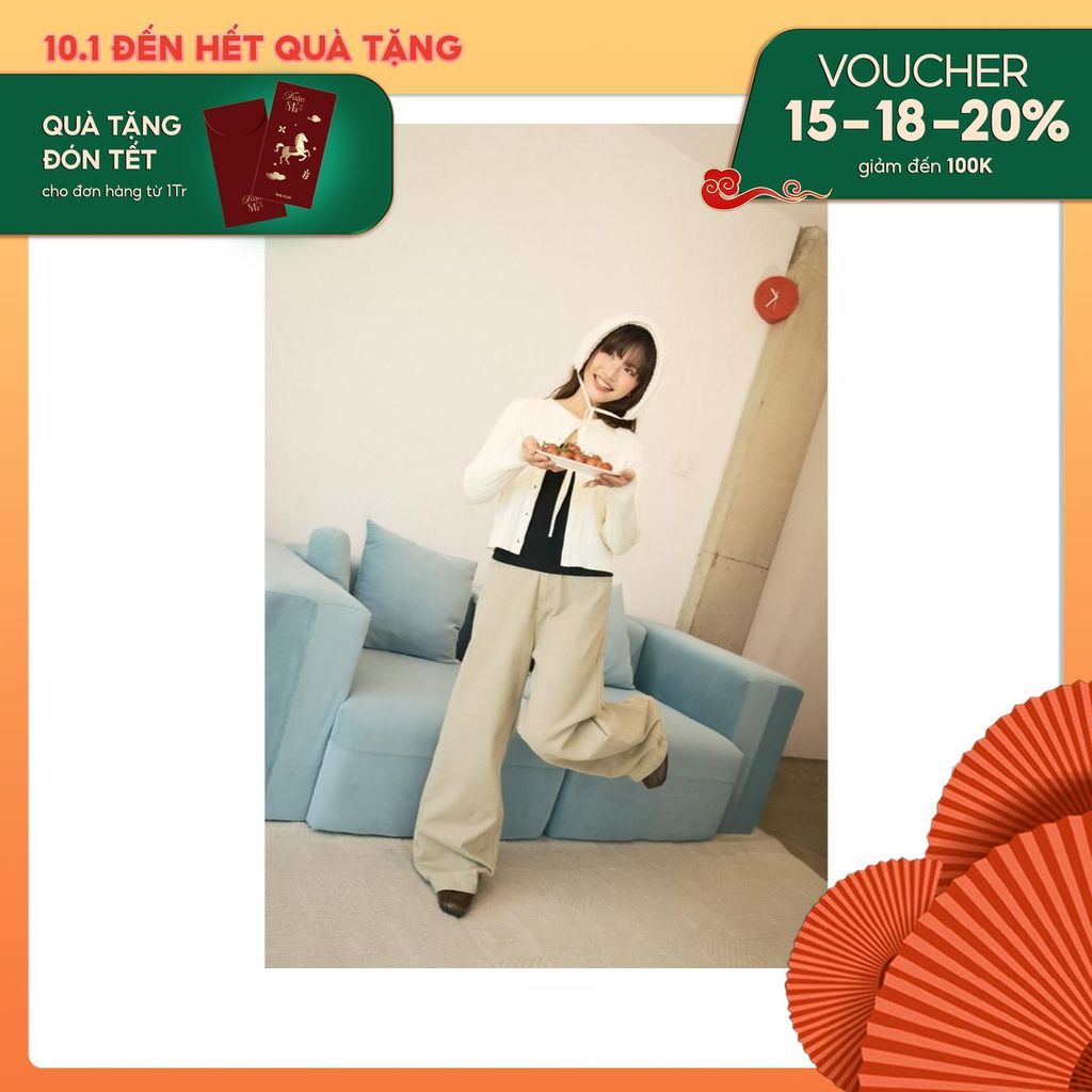 Áo cardigan nữ len dệt tay dài THE C.I.U, áo khoác len cài nút cổ tròn basic – Una Cardigan