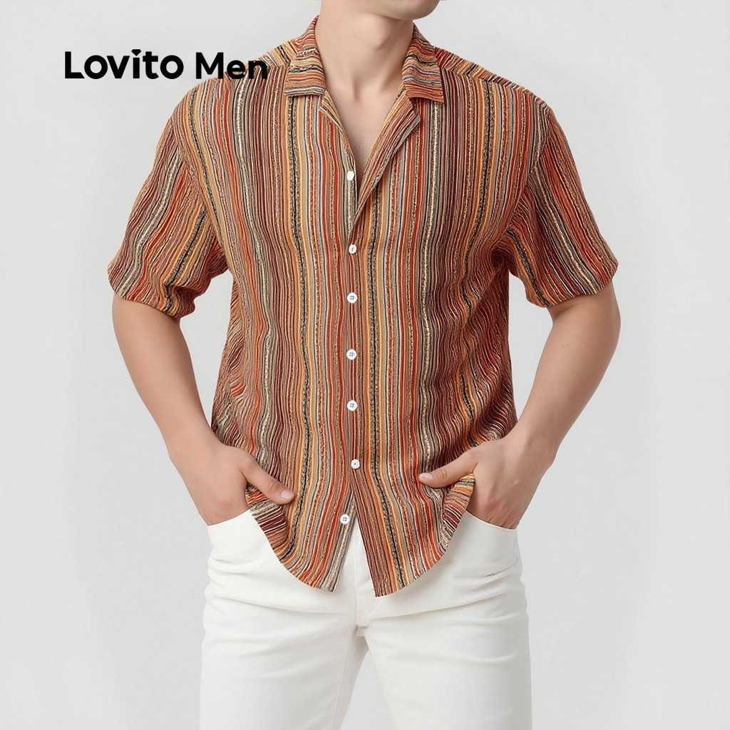 Lovito Men Áo sơ mi Boho nút Áo sơ mi xuân/hè cho nam LNE118031