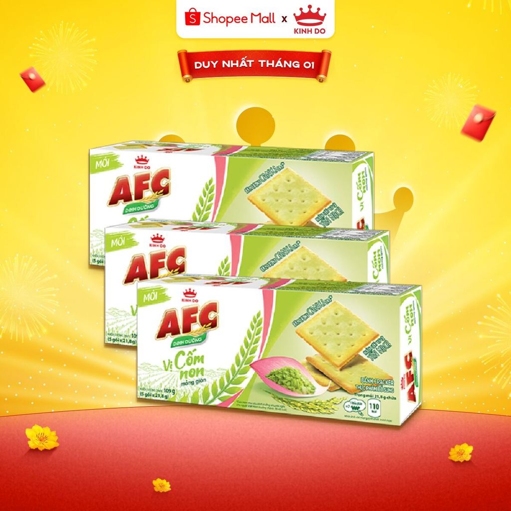 Combo 3 Hộp Bánh Quy Dinh Dưỡng AFC Vị Cốm Non 109g