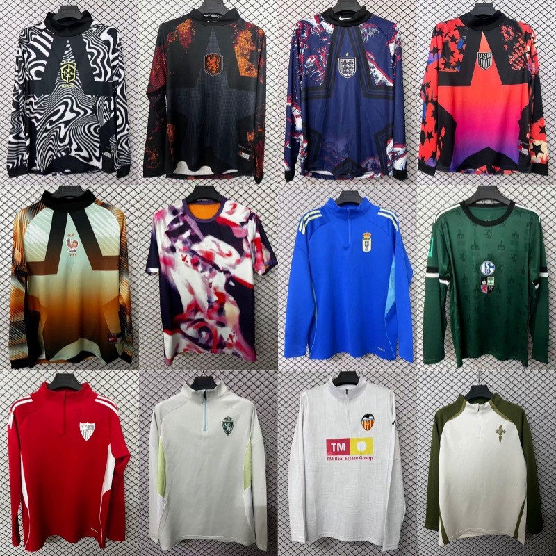 Người hâm mộ World Cup dài tay Áo thể thao Argentina Áo thể thao nửa kéo Áo Top Daquan World Cup ngư