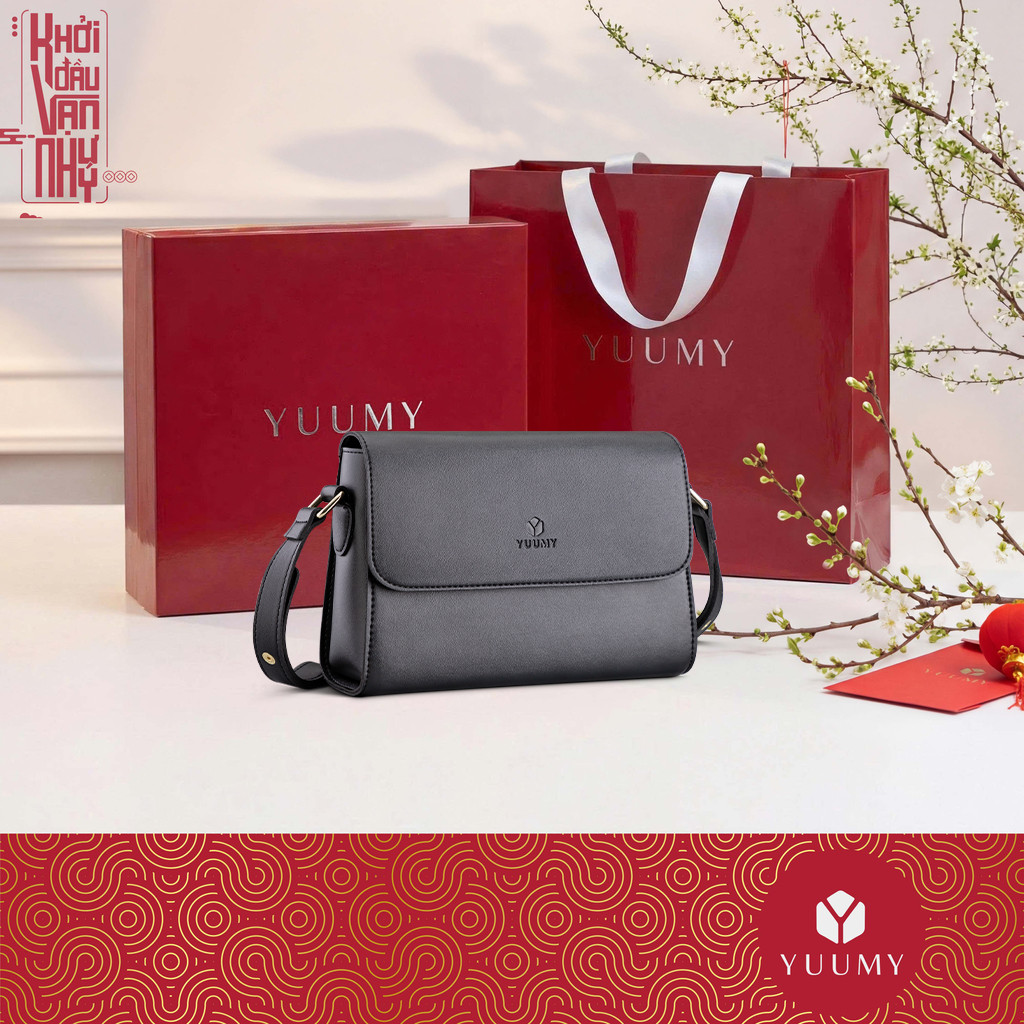 Bộ hộp quà YUUMY (Túi đeo chéo nữ YUUMY YN155 + Hộp quà YHQ2 + Túi giấy YTG2 + Túi rút BVR3838 + Thi