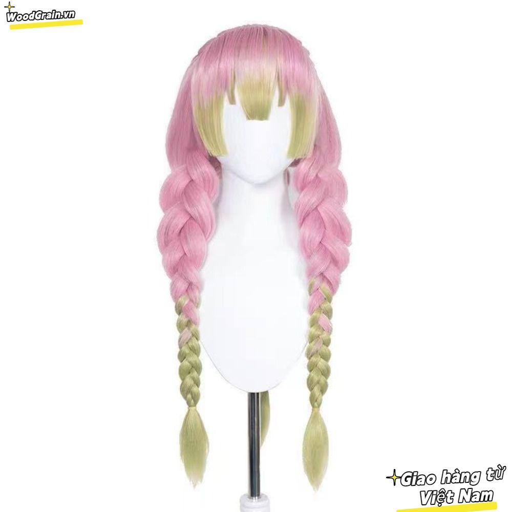 Tóc giả cosplay Demon Slayer Mitsuri Kanroji - Màu hồng xanh woodgrain