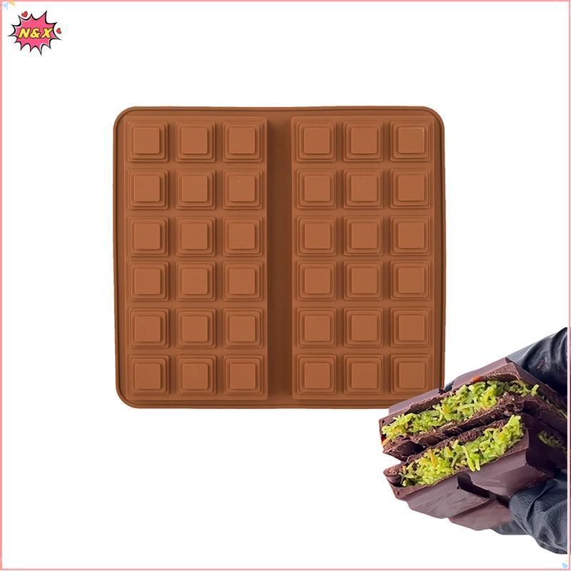 N & X Silicone Dubai Chocolate Bar Khuôn Cho Kẹo Chocolate Quả Hồ trăn Nhồi Bông Thanh Socola DIY Kh