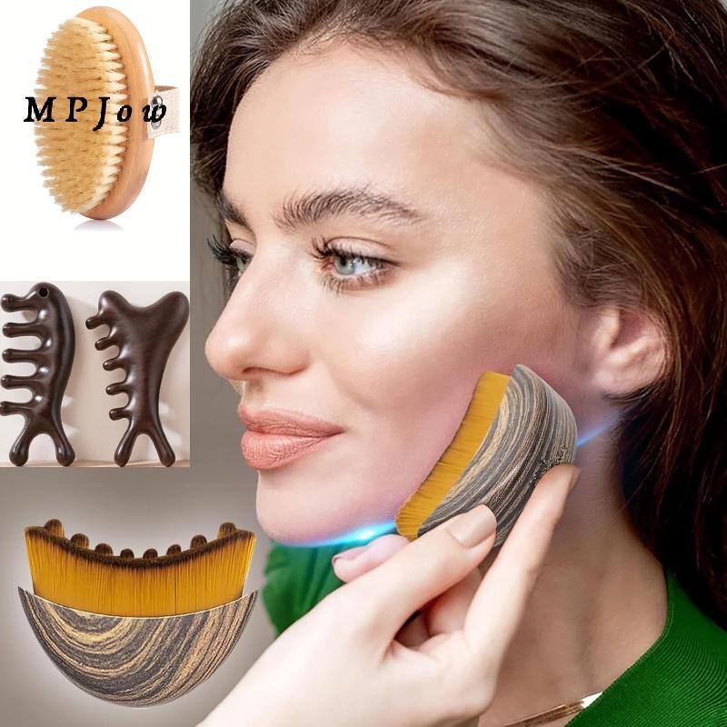 MPJow Lymphatic Đường Viền Mặt Bàn Chải Khô Toàn Thân Bàn Chải Tắm Bằng Gỗ Lược Massage Đường Viền M
