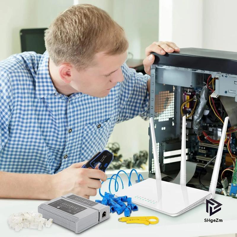 [SHgeZm] Bộ công cụ uốn RJ45 Đi qua Ethernet Crimper và thử nghiệm cho Cat5e Cat6 Cat6a 8P8C Wire Ne