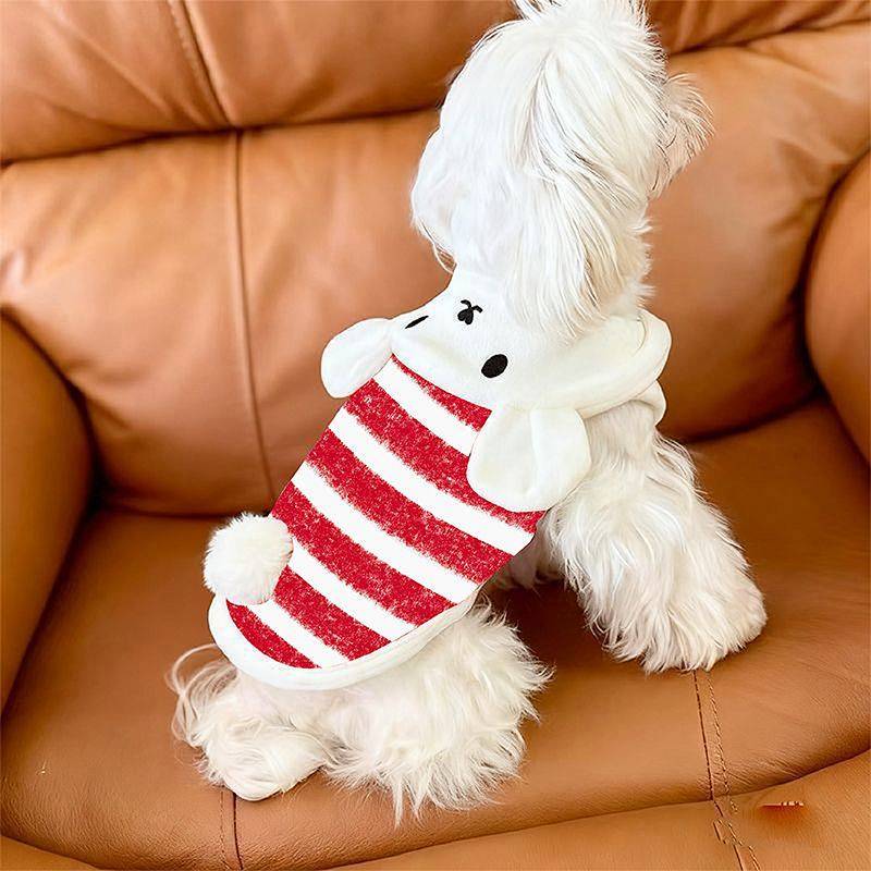 Pet Red Striped Vest New Year Celebration New Year Clothes Dog Clothes Autumn and Winter Teddy Bicho