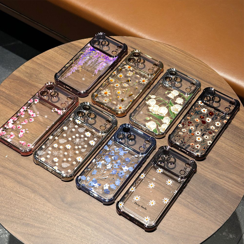 Vỏ Cho OPPO A5S A5 A9 A31 2020 A72 A60 A93 A97 A74 5G A1K Realme C2 C30S 15T 14 Pro Plus Vỏ Mạ Hoa T