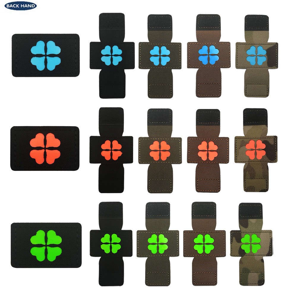 [Miếng dán Velcro tùy chỉnh] HK.Four-leaf clover dạ quang tinh thần con dấu ba lô ngoài trời gingko 