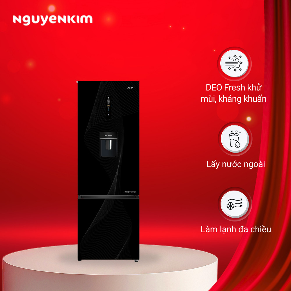 Tủ lạnh Aqua Inverter 320 lít AQR-B380MA(WGP)U1
