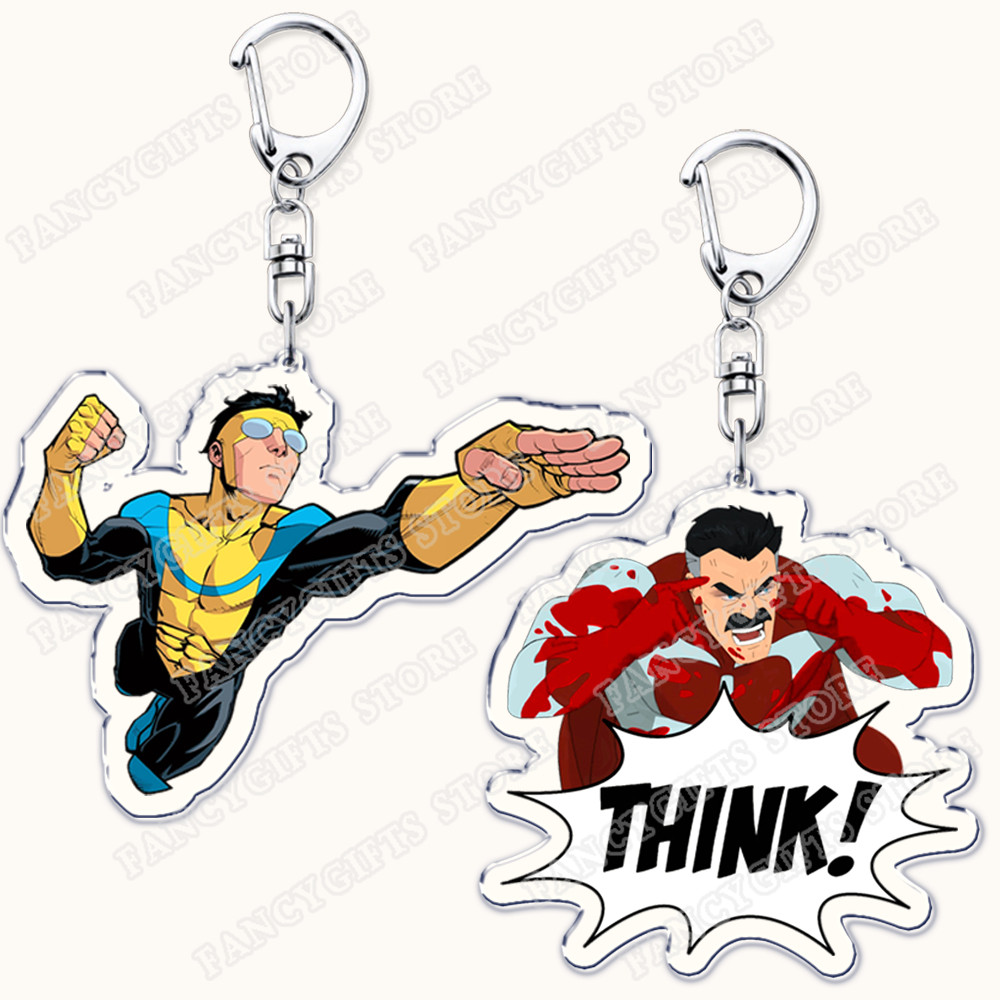 Popular Adult Animated Superhero Invincible Keychains for Accessories Bag Omni Man Keyrings Friends 
