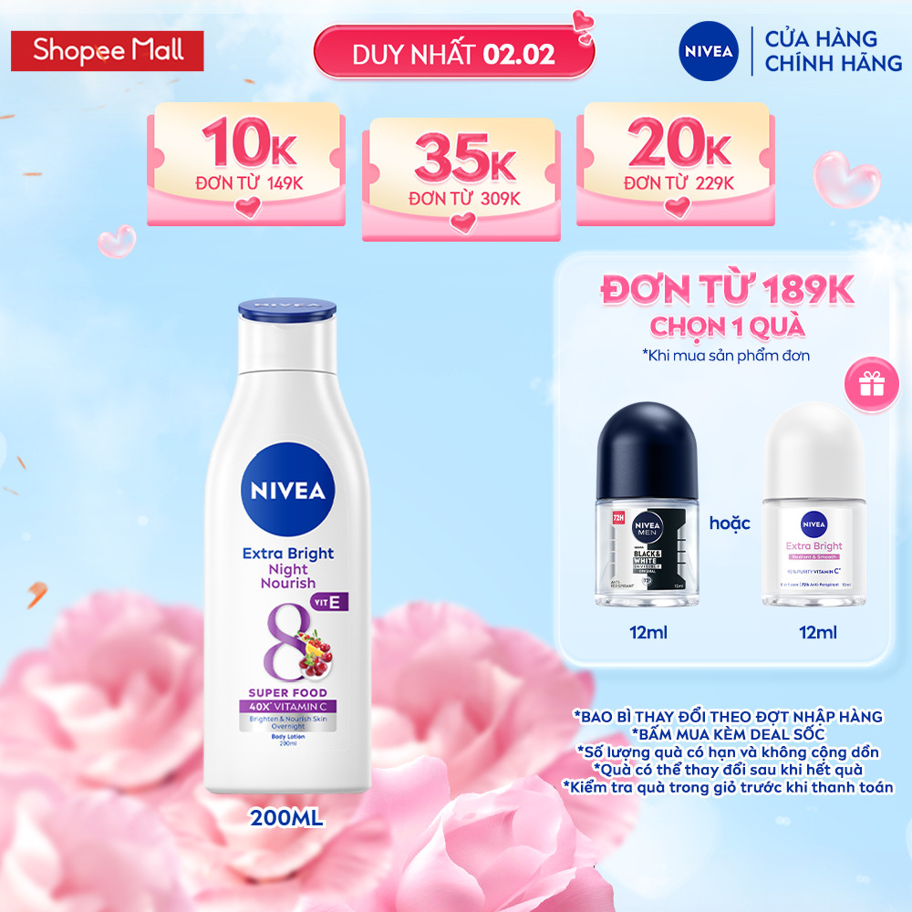 Sữa Dưỡng Thể NIVEA Sáng Da Ban Đêm 8 Super Foods (200 ml) - 88188