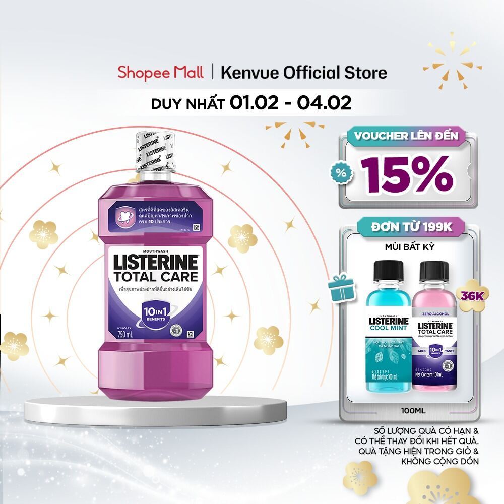 Nước súc miệng chăm sóc toàn diện Listerine Total Care Mouthwash 750ml