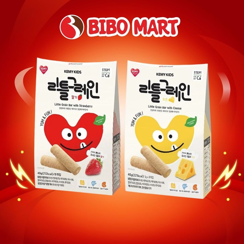 Bánh Ngũ Cốc Bánh Ăn Dặm Kemy Kids Hàn Quốc Vị Phomai Vị Dâu Cho Trẻ Từ 8 Tháng 40g - Bibo Mart