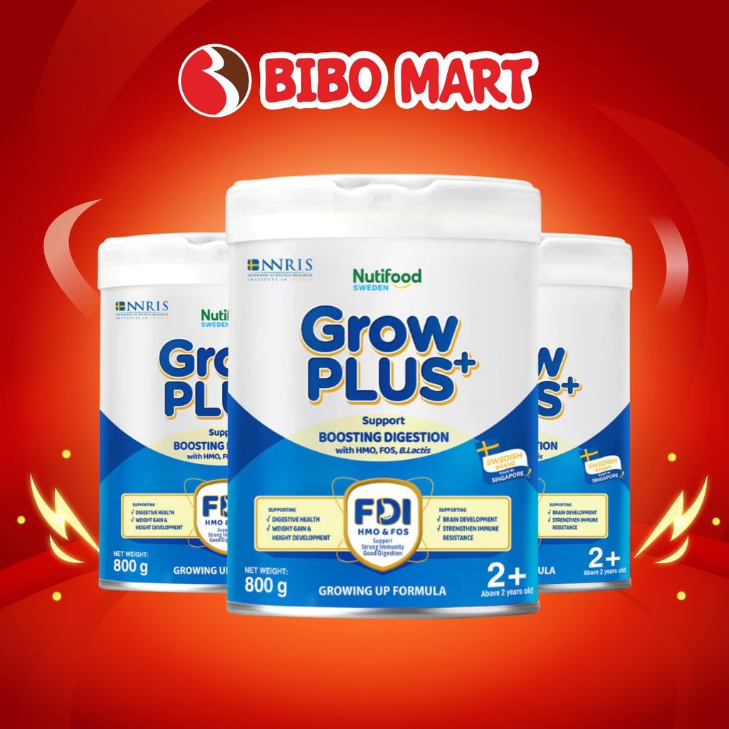 Sữa GrowPLUS+ Xanh 2+ Cho Bé Trên 2 Tuổi Lon 800g Hỗ Trợ Tiêu Hóa Khỏe Mạnh - Bibo Mart