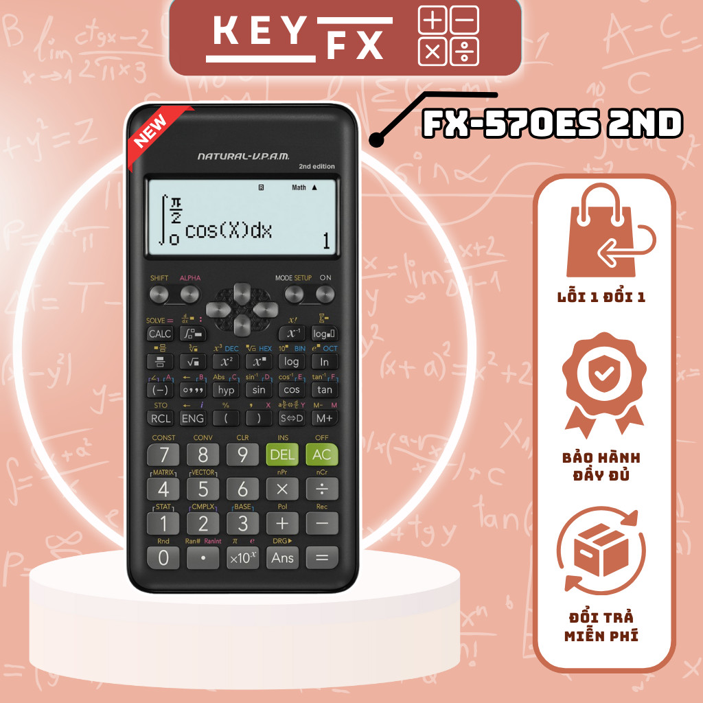 Máy Tính Casio FX-570ES Plus 2nd Edition 570ES-2nd | 417 Chức Năng | Natural Display | Bảo Hành 6 Th