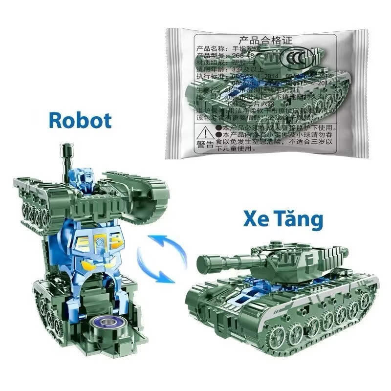 Đồ chơi robot tank biến hình cho trẻ em, con quay giảm căng thẳng xoay robot