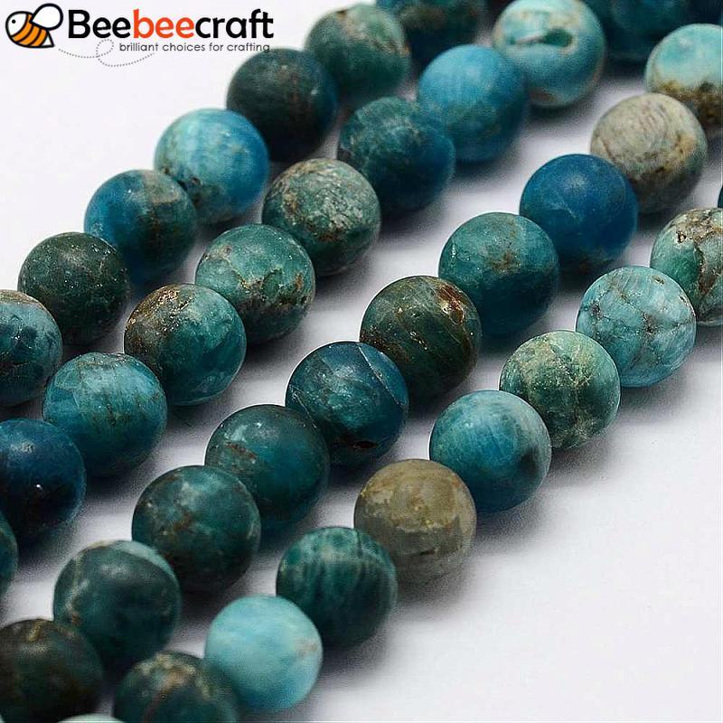 Hạt Apatit Dây Tròn Mờ 5.5-6.5mm, Lỗ 1mm, 63 Hạt/Sợi (15-15.3 Inches)