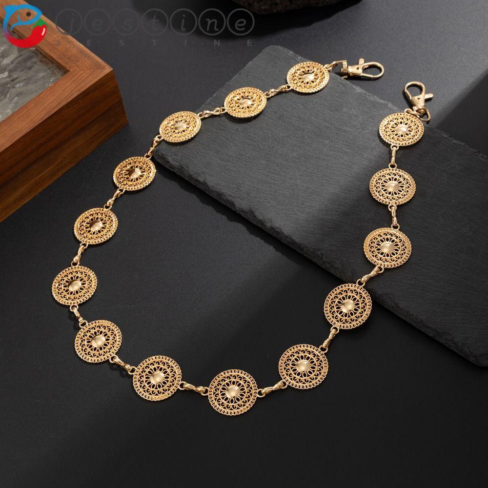 JESTINE Đĩa Tròn Dây Xích Eo Gothic Hợp Kim Kẽm Punk, Phụ Kiện Cá Tính Cho Quần Jeans