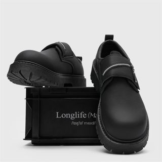 Giày Da Nam Thu Đông Nam Niche Dây Kéo Cao Cấp Giày Mũi To Đi Lại Tất Cả Trận Đấu Giày Derby Hợp Thời Trang