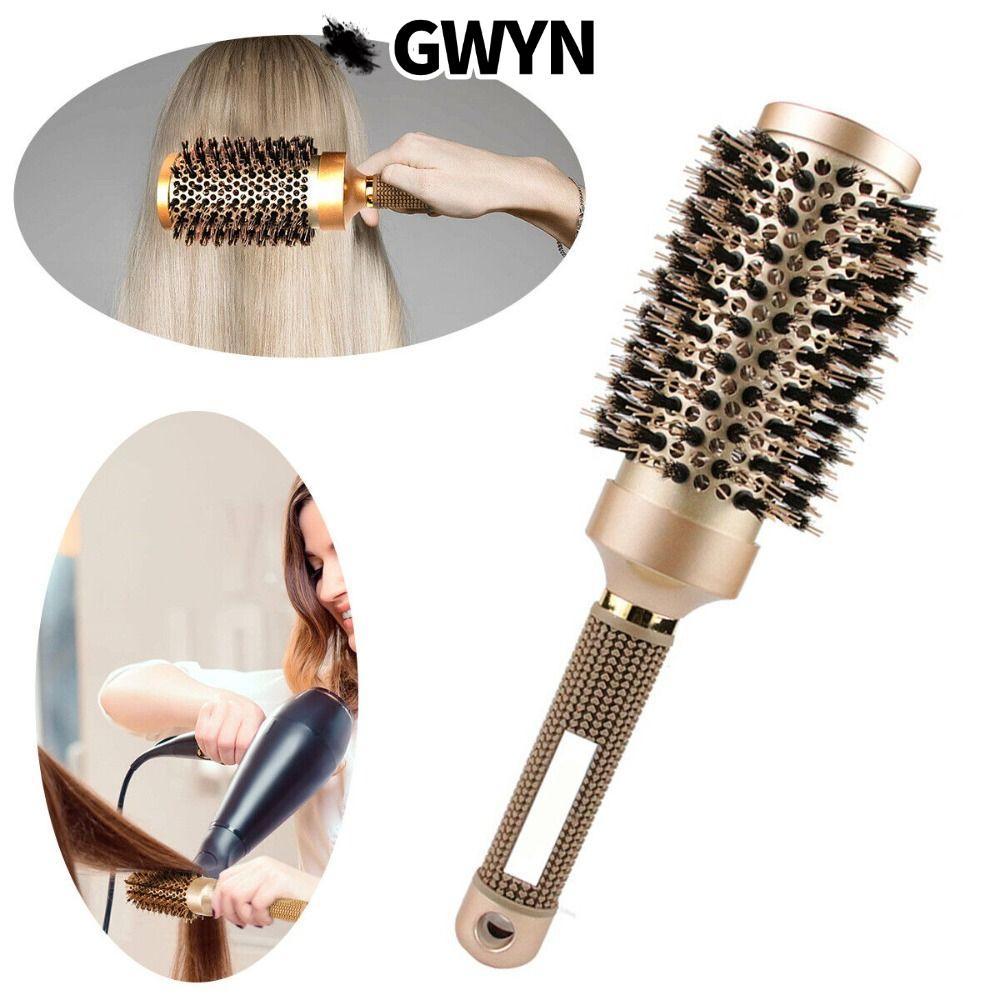 GWYN‌ Lược Chải Tóc, Dụng Cụ Tạo Kiểu Lông Boar Bàn Chải Tóc, Uốn Tròn Đa Năng Thổi Khô Thẳng Tóc Uố