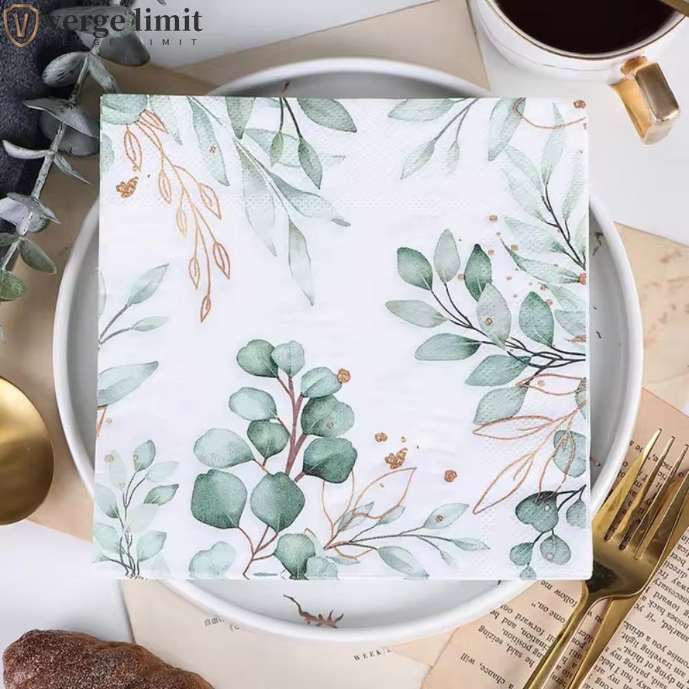 VERGE LIMIT 40 Khăn Giấy Bạch Đàn, Khăn Giấy Đảng In Cây Xanh Dùng Một Lần, Hộ Gia Đình 33 * 33cm Kh