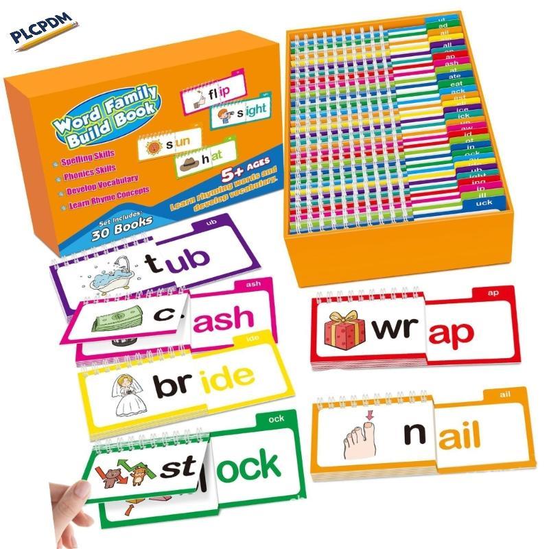 Searchdd Đọc và Rhyme Flip Books Letter Sounds Flash Cards Word Family Flip Books