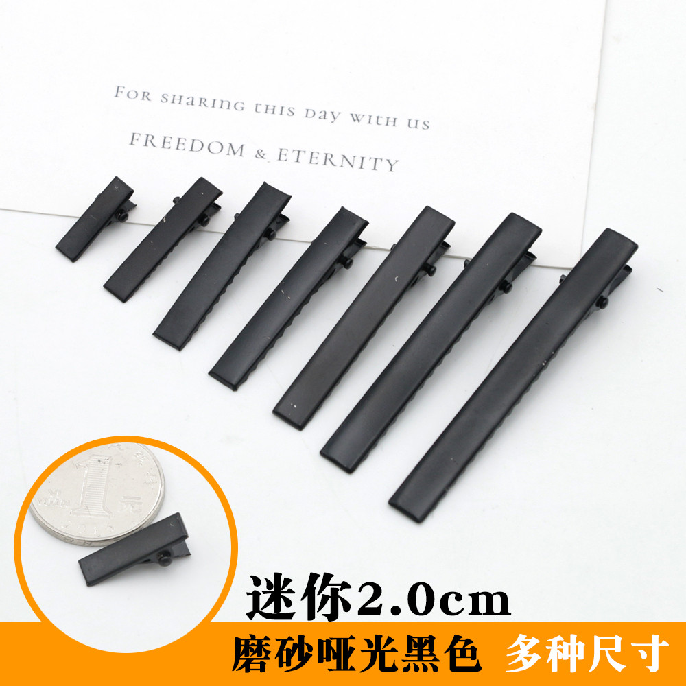 Spot Goods#Black matte frosted metal hair clip DIY Handmade hairpin accessories materials, thickened