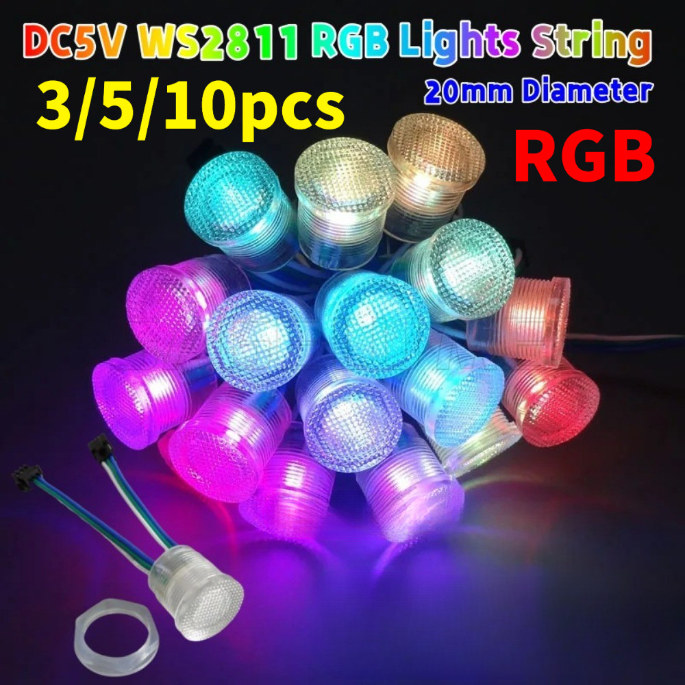 3 / 5 / 10 CÁI DC5V G20 WS2811 Dây đèn RGB Chống nước Đường kính 20mm Đèn LED điểm Mô-đun LED Pixel 