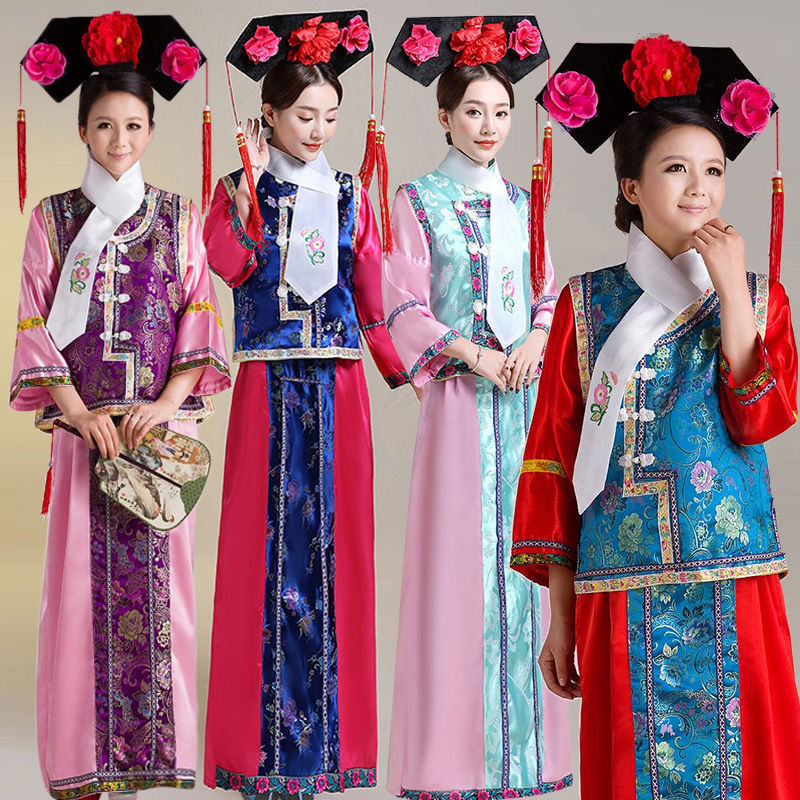 [Lô hàng tại nhà máy] Trang phục cổ xưa Công chúa nhà Thanh Gege Trang phục cờ gia đình cỡ lớn Trang