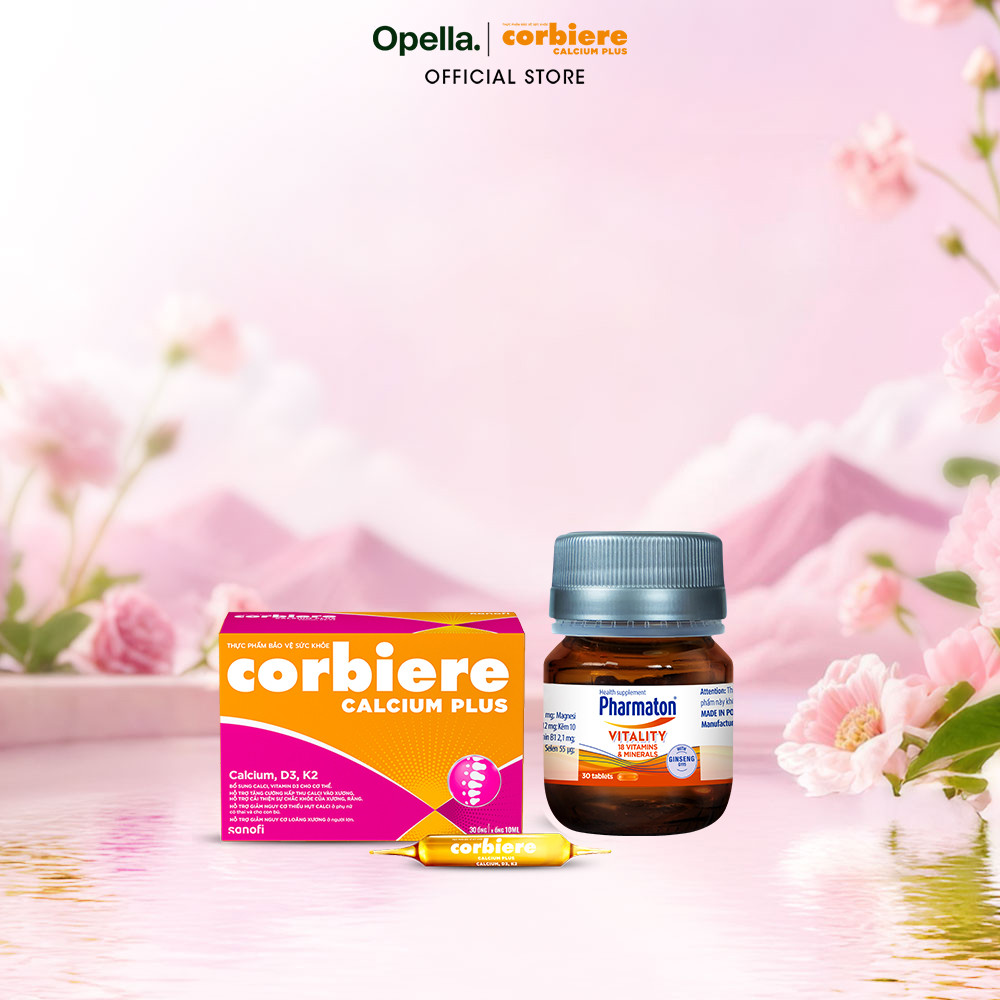 Bộ 1 Thực Phẩm Bảo Vệ Sức Khỏe Pharmaton Vitality + 1 Thực phẩm bảo vệ sức khỏe Corbiere Calcium Plu