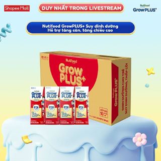 [LIVESTREAM KOL] Thùng SBPS Nutifood GrowPLUS+ Suy Dinh Dưỡng - Trên 1 Tuổi (48 Hộp x 180ml) (Bao bì tùy lô hàng)