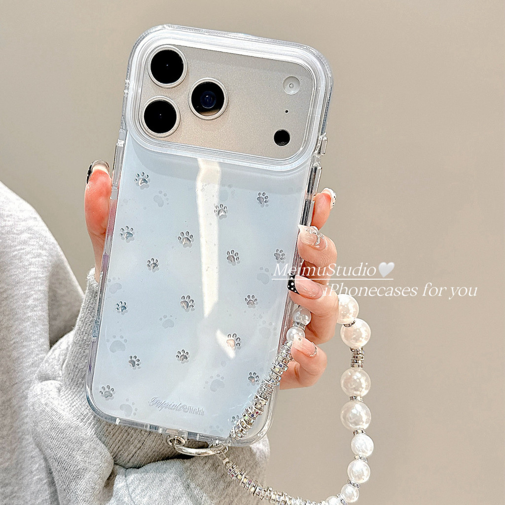 Meimu Đơn Giản Tuyết Xanh Trắng Mờ Móng Vuốt Mèo Dễ Thương Thích Hợp Cho Apple 17promax Vỏ Điện Thoạ