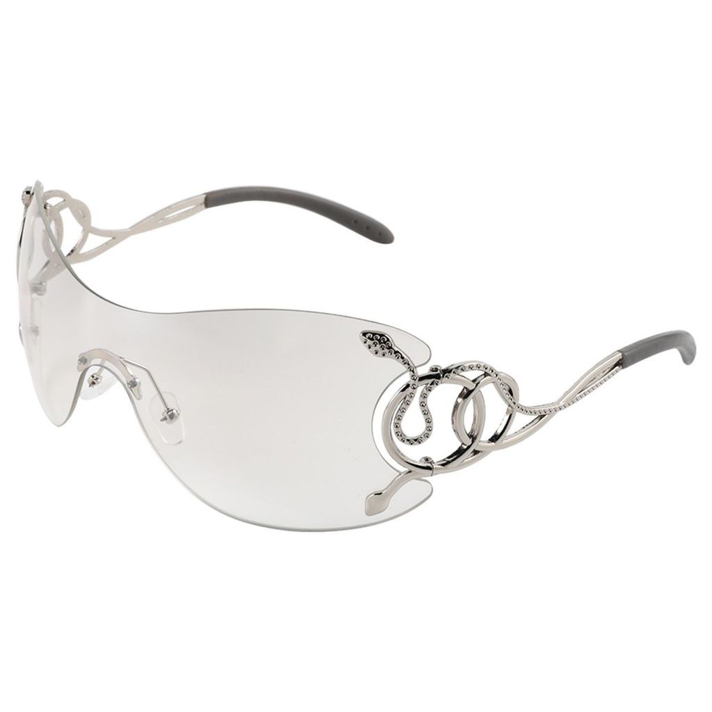 Hot Sale#[3384People Collection]Y2K Hot girl style snake-shaped one-piece large-frame sunglasses wit