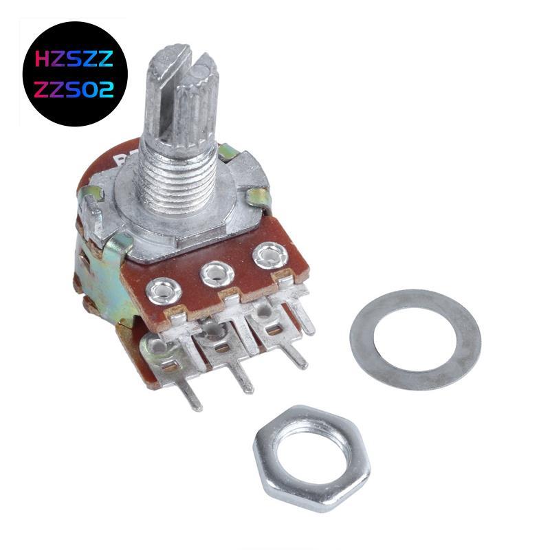 1 chiếc bạc kim loại B50K 50K ohm 6 chân viền kép Chiết áp 3.8 * 2.8 * 1.7cm