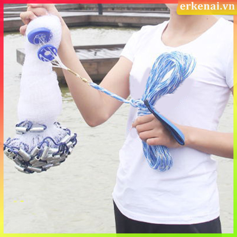 🔥 American Hand Cast Lưới Câu Dây Đơn Độ Bền Cao Màu Trắng Lưới Nhỏ 7ft Dễ Vận Hành