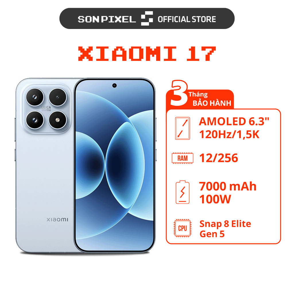 [Máy Cũ] Điện Thoại Xiaomi 17, Chip Snapdragon 8 Elite Gen 5, Ram 12/16GB, Màn Hình LTPO AMOLED 120Hz. SonPixel | BigBuy360 - bigbuy360.vn